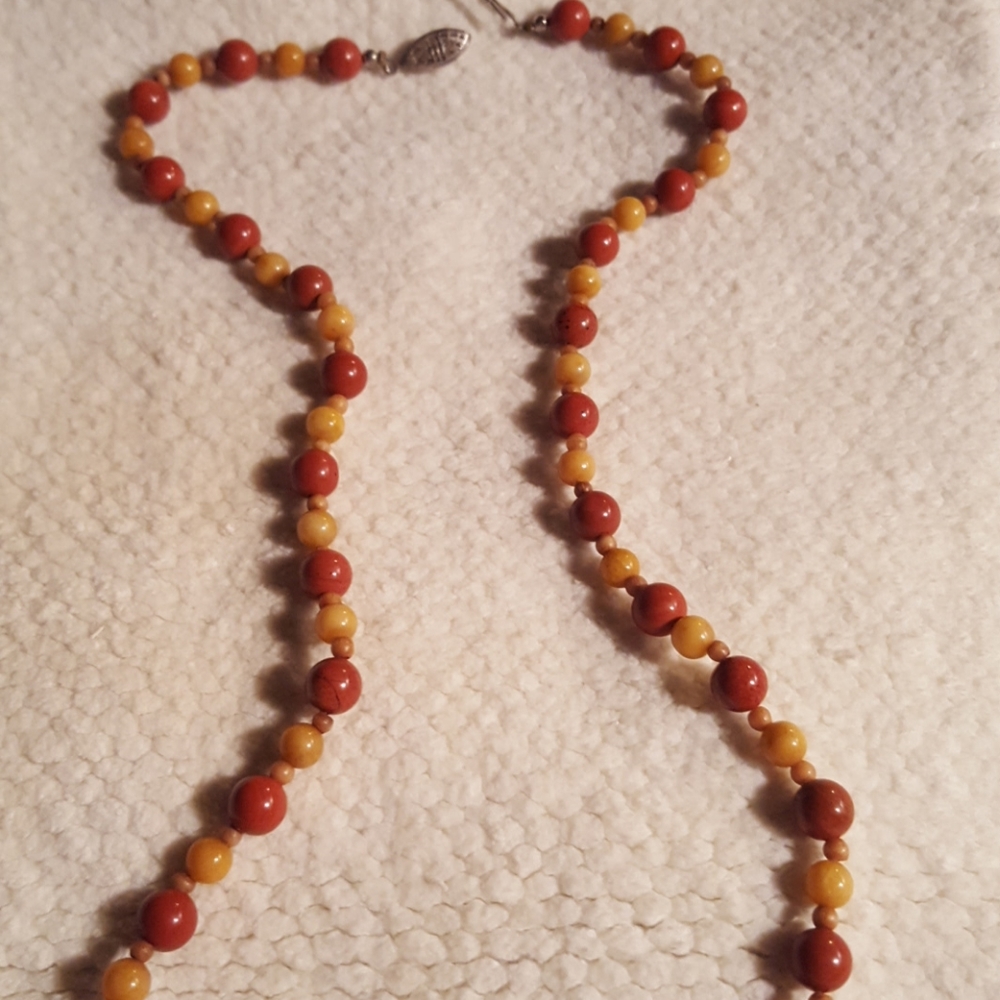 Natural yellow &red Jasper agate Stone Necklace